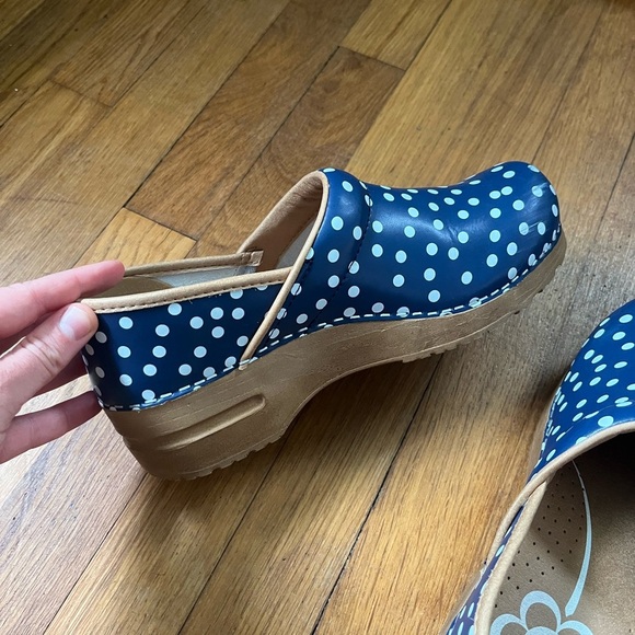 Sanita Blue and White Polka Dot Clogs - Picture 10 of 13